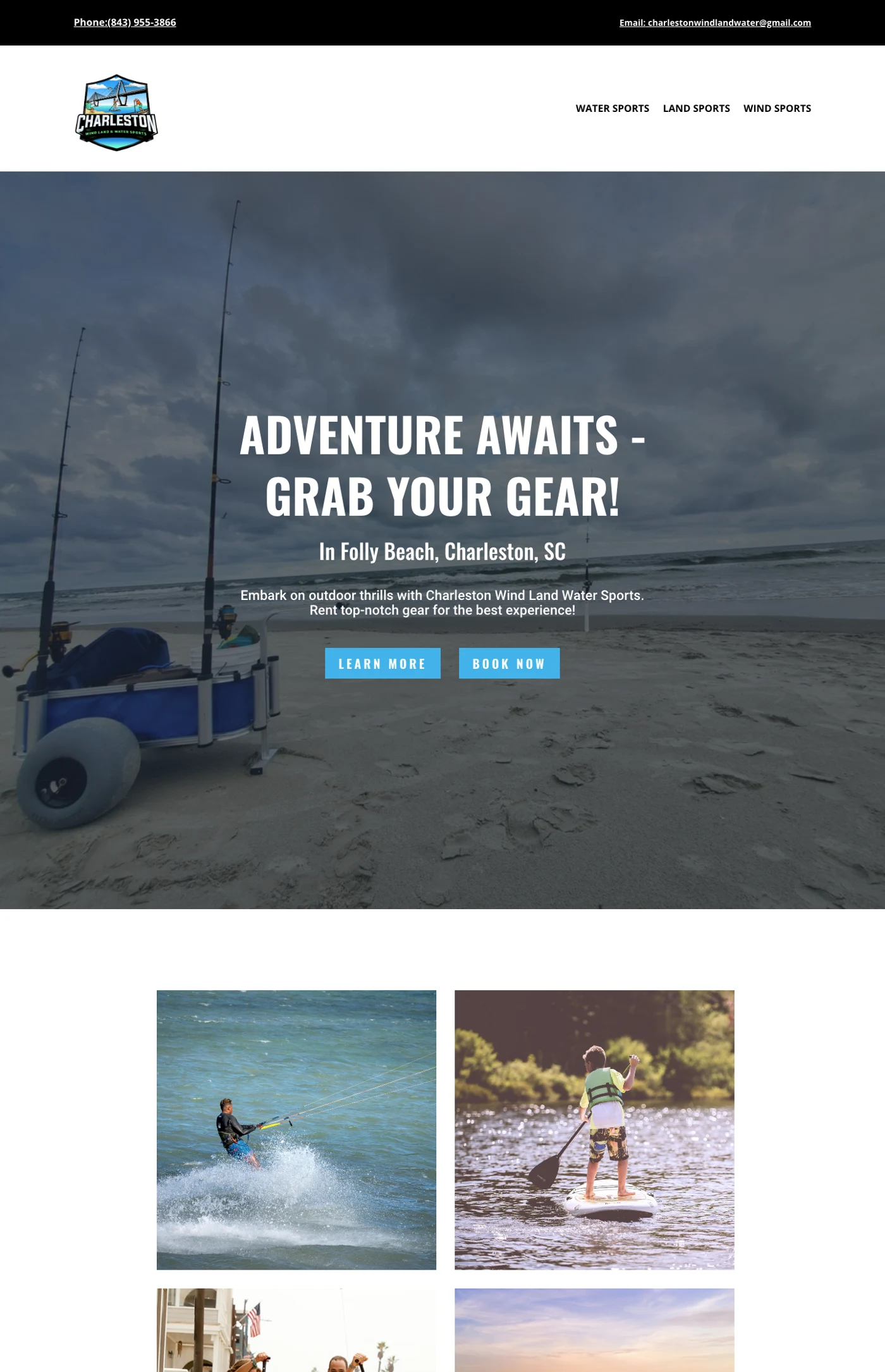 Original Wind Land Watersports website designed by Carolinas Web Design